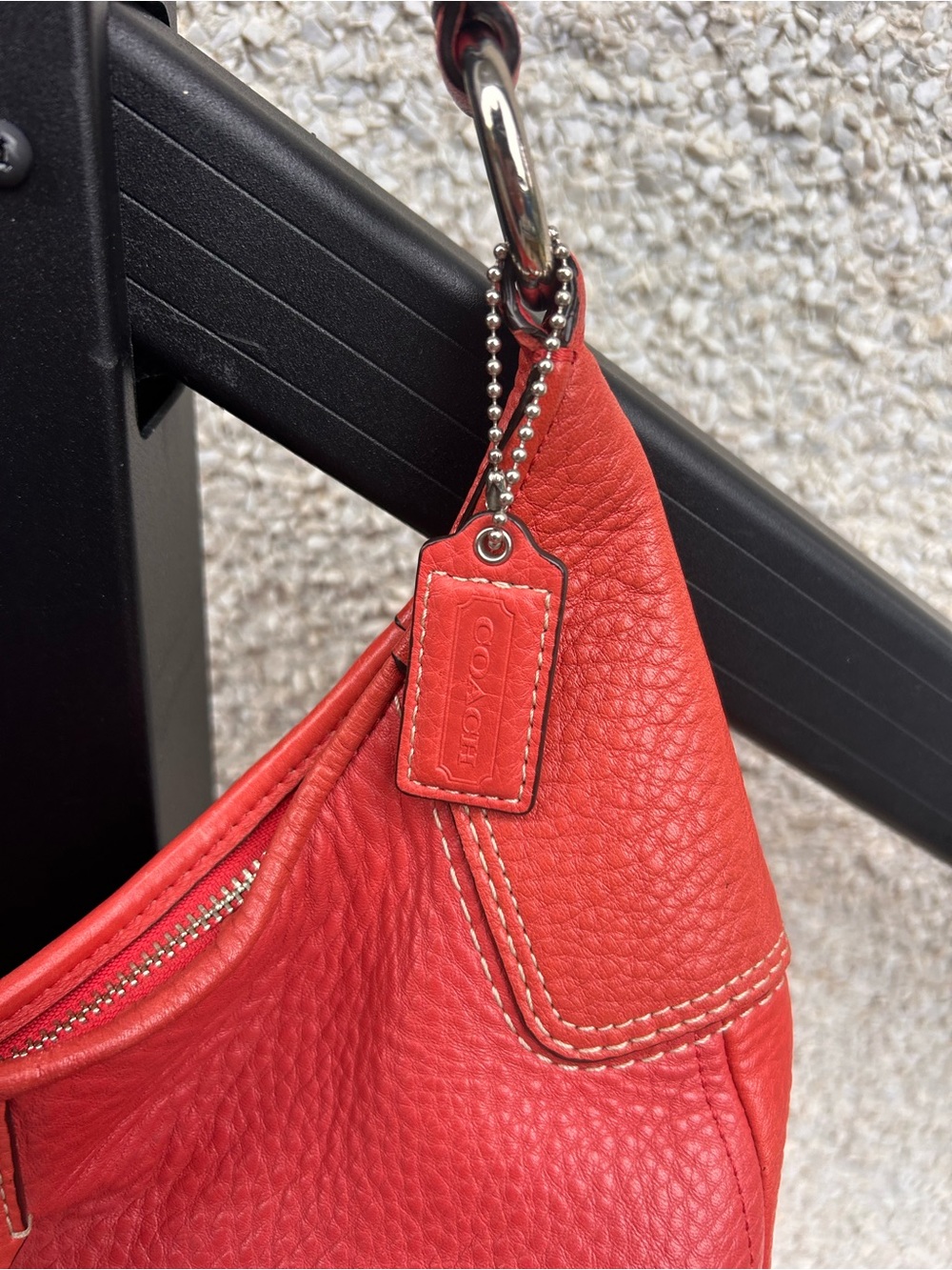 RARE Vintage Y2K 2000s Hamilton Clip Hobo Pebbled Leather Shoulder Purse. - Picture 7 of 15